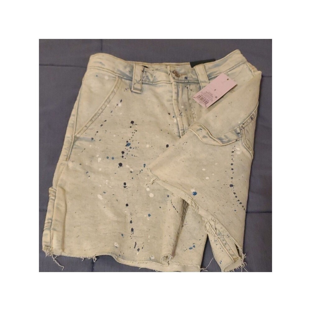 Wild Fable Shorts Womens Size 0 Light Blue Carpenter Art Splatter Paint - Picture 9 of 16